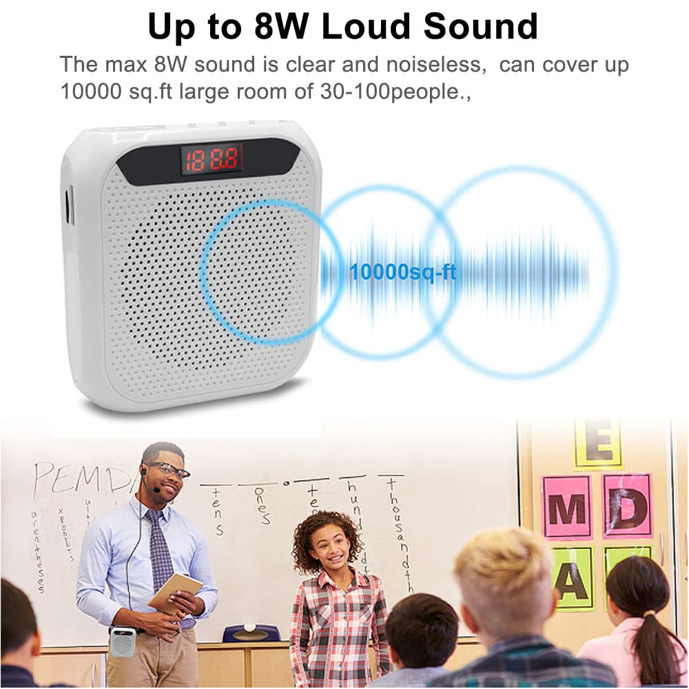 Portable Voice Amplifier For Teachers, 2200Mah Rechargeable Personal Amplifier Mic Pa System Headset Microphone With Speaker For